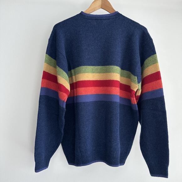 Vintage Disney Tigger Sweater Mens Large Lambswool Winnie 90s Rainbow Stripe - Picture 7 of 10